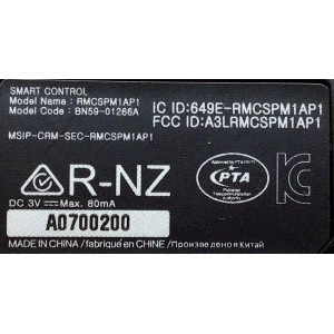 CONTROL SMART TV SAMSUNG COMANDO DE VOZ BN59-01266A / RMCSPM1AP1 / BN5901266A / MODELOS COMPATIBLES QN65Q7FD / UN75MU630D / UN50MU630D / UN65MU850D / UN75MU6300FXZA / UN65MU9000FXZA / UN49MU6500FXZA